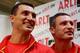 HAMBURG, GERMANY - JUNE 27: Wladimir Klitschko (L) and and his brother Vitali attend a press conference on June 27, 2011 in Hamburg, Germany to preview the heavy weight title fight between Wladimir Kilitschko and David Haye which will be held on the 2nd July 2011 at the Imtech Arena. (Photo by Scott Heavey/Getty Images)