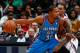ATLANTA, GA - DECEMBER 19: Kevin Durant #35 of the Oklahoma City Thunder drives against Russell Westbrook #0 of the Oklahoma City Thunder at Philips Arena on December 19, 2012 in Atlanta, Georgia. NOTE TO USER: User expressly acknowledges and agrees that, by downloading and or using this photograph, User is consenting to the terms and conditions of the Getty Images License Agreement. (Photo by Kevin C. Cox/Getty Images)