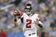 DETROIT, MI - OCTOBER 23: Quarterback Matt Ryan #2 of the Atlanta Falcons drops back to pass during the fourth quarter of the game against the Detroit Lions at Ford Field on October 23, 2011 in Detroit, Michigan. The Falcons defeated the Lions 23-16. (Photo by Leon Halip/Getty Images)