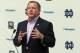 Dec 17, 2012; South Bend, IN, USA; Notre Dame Fighting Irish head football coach Brian Kelly addresses the media at the Notre Dame BCS national championship media day at the Guglielmino Athletics Complex. Mandatory Credit: Matt Cashore-USA TODAY Sports