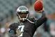 PHILADELPHIA, PA - OCTOBER 28: Quarterback Michael Vick #7 of the Philadelphia Eagles makes a pass during warm ups before the start of their game against the Atlanta Falcons at Lincoln Financial Field on October 28, 2012 in Philadelphia, Pennsylvania. (Photo by Rich Schultz /Getty Images)