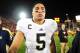November 24, 2012; Los Angeles, CA, USA; Notre Dame Fighting Irish linebacker Manti Te'o (5) after the 22-13 victory against the Southern California Trojans during the second half at the Los Angeles Memorial Coliseum. Mandatory Credit: Gary A. Vasquez-USA TODAY Sports