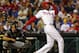 PHILADELPHIA, PA - SEPTEMBER 10: Domonic Brown #9 of the Philadelphia Phillies hits a two run home run against the Miami Marlins during the fifth inning of a MLB baseball game on September 10, 2012 at Citizens Bank Park in Philadelphia, Pennsylvania. (Photo by Rich Schultz/Getty Images)