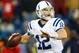 FOXBORO, MA - NOVEMBER 18: Andrew Luck #12 of the Indianapolis Colts throws a pass against the New England Patriots during the game on November 18, 2012 at Gillette Stadium in Foxboro, Massachusetts. (Photo by Jared Wickerham/Getty Images)