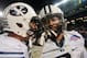 SAN DIEGO, CA - DECEMBER 20: Kyle Van Noy #3 (R) of the BYU Cougars celebrates after scoring a touchdown in the second half of the game with teammate Daniel Sorensen #9 against the San Diego State Aztecs in the Poinsettia Bowl at Qualcomm Stadium on December 20, 2012 in San Diego, California. (Photo by Kent C. Horner/Getty Images)