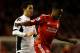LIVERPOOL, ENGLAND - MAY 01: Raheem Sterling of Liverpool competes with Kerim Frei of Fulham during the Barclays Premier League match between Liverpool and Fulham at Anfield on May 1, 2012 in Liverpool, England. (Photo by Clive Brunskill/Getty Images)