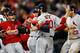 WASHINGTON, DC - OCTOBER 12: Jason Motte #30 of the St. Louis Cardinals celebrates with teammates after the Cardinals defeat the Washington Nationals 9-7 in Game Five of the National League Division Series at Nationals Park on October 12, 2012 in Washington, DC. (Photo by Rob Carr/Getty Images)