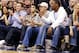 Dec 20, 2012; Dallas, Tx, USA; Heisman trophy winning Texas A&M quarterback Johnny Manziel (with white cap on) reacts during the game between the Dallas Mavericks and Miami Heat at the American Airlines Center. Miami won 110-95. Mandatory Credit: Kevin Jairaj-USA TODAY Sports