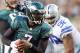 PHILADELPHIA, PA - NOVEMBER 11: Michael Vick #7 of the Philadelphia Eagles carries the ball as Josh Brent #92 of the Dallas Cowboys defends on November 11, 2012 at Lincoln Financial Field in Philadelphia, Pennsylvania. (Photo by Elsa/Getty Images)