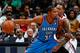 ATLANTA, GA - DECEMBER 19: Kevin Durant #35 of the Oklahoma City Thunder drives against Russell Westbrook #0 of the Oklahoma City Thunder at Philips Arena on December 19, 2012 in Atlanta, Georgia. NOTE TO USER: User expressly acknowledges and agrees that, by downloading and or using this photograph, User is consenting to the terms and conditions of the Getty Images License Agreement. (Photo by Kevin C. Cox/Getty Images)