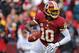 LANDOVER, MD - NOVEMBER 18: Quarterback Robert Griffin III #10 of the Washington Redskins looks to pass against the Philadelphia Eagles at FedEx Field on November 18, 2012 in Landover, Maryland. The Washington Redskins won, 31-6. (Photo by Patrick Smith/Getty Images)