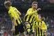 MADRID, SPAIN - NOVEMBER 06: Marco Reus (L) of Borussia Dortmund celebrates with Mario Gotze after scoring Borussia's opening goal during the UEFA Champions League Group D match between Real Madrid and Borussia Dortmund at Estadio Santiago Bernabeu on November 6, 2012 in Madrid, Spain. (Photo by Denis Doyle/Getty Images)