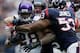 HOUSTON, TX - DECEMBER 23: Adrian Peterson #28 of the Minnesota Vikings is stopped by Bradie James #53 and Brooks Reed #58 of the Houston Texans at Reliant Stadium on December 23, 2012 in Houston, Texas. (Photo by Scott Halleran/Getty Images)