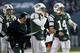 EAST RUTHERFORD, NJ - DECEMBER 23: Mark Sanchez #6, Greg McElroy #14 and Tim Tebow #15 of the New York Jets, surround Tony Sparano, offensive coordinator during their game against the San Diego Chargers at MetLife Stadium on December 23, 2012 in East Rutherford, New Jersey. (Photo by Jeff Zelevansky/Getty Images)