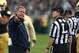 SOUTH BEND, IN - OCTOBER 20: Head coach Brian Kelly of the Notre Dame Fighting Irish argues with a referee during a game against the BYU Cougars at Notre Dame Stadium on October 20, 2012 in South Bend, Indiana. Notre Dame defeated BYU 17-14. (Photo by Jonathan Daniel/Getty Images)