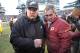 Dec 23, 2012; Philadelphia, PA, USA; Philadelphia Eagles head coach Andy Reid and Washington Redskins head coach Mike Shanahan meet on the field after the game at Lincoln Financial Field. Th Redskins defeated the Eagles, 27-20. Mandatory Credit: Eric Hartline-USA TODAY Sports