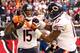 GLENDALE, AZ - DECEMBER 23: Wide receiver Brandon Marshall #15 of the Chicago Bears celebrates with wide receiver Alshon Jeffery #17 after a 11 yard touchdown reception against the Arizona Cardinals during the second quarter of the NFL game at the University of Phoenix Stadium on December 23, 2012 in Glendale, Arizona. (Photo by Christian Petersen/Getty Images)