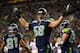 SEATTLE, WA - DECEMBER 23: Breno Giacomini #68 of the Seattle Seahawks celebrates after Marshawn Lynch #24 scored a 9-yard touchdown reception in the first quarter against the San Francisco 49ers at Qwest Field on December 23, 2012 in Seattle, Washington. (Photo by Otto Greule Jr/Getty Images)