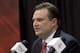 HOUSTON, TX - JULY 19: Daryl Morey, general manager of the Houston Rockets speaks during a press conference announcing the signing of Jeremy Lin at Toyota Center on July 19, 2012 in Houston, Texas. (Photo by Bob Levey/Getty Images)