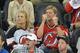 NEWARK, NJ - MAY 30: Former professional wrestler Adam 'the Edge' Copeland (R) attends the Los Angeles Kings vs the New Jersey Devils game one during the 2012 Stanley Cup final at the Prudential Center on May 30, 2012 in Newark, New Jersey. (Photo by Mike Coppola/Getty Images)