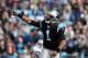 CHARLOTTE, NC - DECEMBER 23: Cam Newton #1 of the Carolina Panthers reacts after throwing a touchdown pass to teammate Steve Smith #89 during their game against the Oakland Raiders at Bank of America Stadium on December 23, 2012 in Charlotte, North Carolina. (Photo by Streeter Lecka/Getty Images)