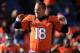 DENVER, CO - DECEMBER 23: Quarterback Peyton Manning #18 of the Denver Broncos warms up prior to facing the Cleveland Browns at Sports Authority Field at Mile High on December 23, 2012 in Denver, Colorado. The Broncos defeated the Browns 34-12. (Photo by Doug Pensinger/Getty Images)