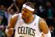 BOSTON, MA - DECEMBER 19: Paul Pierce #34 of the Boston Celtics celebrates after making a three-point shot against the Cleveland Cavaliers during the game on December 19, 2012 at TD Garden in Boston, Massachusetts. Pierce finished the game with 40 points. NOTE TO USER: User expressly acknowledges and agrees that, by downloading and or using this photograph, User is consenting to the terms and conditions of the Getty Images License Agreement. (Photo by Jared Wickerham/Getty Images)