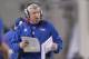 Dec 11, 2011; Dallas, TX, USA; New York Giants offensive coordinator Kevin Gilbride on the sidelines during the game against the Dallas Cowboys at Cowboys Stadium. Mandatory Credit: Matthew Emmons-USA TODAY Sports