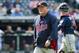 CLEVELAND, OH - SEPTEMBER 20: Manager Ron Gardenhire #35 of the Minnesota Twins walks off the field after tailing to his players during the tenth inning against the Cleveland Indians at Progressive Field on September 20, 2012 in Cleveland, Ohio. The Indians defeated the Twins 4-3 in 10 innings. (Photo by Jason Miller/Getty Images)