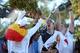 Justin Rose in the heart of the European Ryder Cup celebration after finishing birdie-birdie to edge Phil Mickelson in a pivotal match.