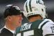EAST RUTHERFORD, NJ - OCTOBER 14: Head coach of the New York Jets, Rex Ryan talks with Tim Tebow #15 against the Indianapolis Colts at MetLife Stadium on October 14, 2012 in East Rutherford, New Jersey. (Photo by Nick Laham/Getty Images)