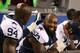 Nov 22, 2012; Arlington, TX, USA; Dallas Cowboys linebacker DeMarcus Ware (94) talks with Anthony Spencer (93) during the game against the Washington Redskins on Thanksgiving at Cowboys Stadium. The Redskins beat the Cowboys 38-31. Mandatory Credit: Matthew Emmons-USA TODAY Sports