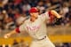 MIAMI, FL - SEPTEMBER 29: Roy Halladay #34 of the Philadelphia Phillies pitches against the Miami Marlins at Marlins Park on September 29, 2012 in Miami, Florida. (Photo by Jason Arnold/Getty Images)