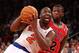 Dec. 21, 2012; New York, NY, USA; New York Knicks point guard Raymond Felton (2) goes up for a shot as Chicago Bulls point guard Nate Robinson (2) defends during the second half at Madison Square Garden. Bulls won 110-106. Mandatory Credit: Debby Wong-USA TODAY Sports