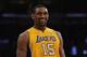 LOS ANGELES, CA - APRIL 06: Metta World Peace #15 of the Los Angeles Lakers smiles during the game against the Houston Rockets at Staples Center on April 6, 2012 in Los Angeles, California. NOTE TO USER: User expressly acknowledges and agrees that, by downloading and or using this photograph, User is consenting to the terms and conditions of the Getty Images License Agreement. (Photo by Harry How/Getty Images)