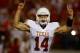 OXFORD, MS - SEPTEMBER 15: David Ash #14 of the Texas Longhorns celebrates after a first half touchdown during the game against the Ole Miss Rebels at Vaught-Hemingway Stadium on September 15, 2012 in Oxford, Mississippi. (Photo by Scott Halleran/Getty Images)