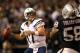 OAKLAND, CA - SEPTEMBER 10: Philip Rivers #17 of the San Diego Chargers drops back to pass against the Oakland Raiders during their season opener at Oakland-Alameda County Coliseum on September 10, 2012 in Oakland, California. (Photo by Ezra Shaw/Getty Images)