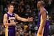 DENVER, CO - DECEMBER 26: Steve Nash #10 of the Los Angeles Lakers and Kobe Bryant #24 of the Los Angeles Lakers talks as they face the Denver Nuggets at Pepsi Center on December 26, 2012 in Denver, Colorado. The Nuggets defeated the Lakers 126-114. NOTE TO USER: User expressly acknowledges and agrees that, by downloading and or using this photograph, User is consenting to the terms and conditions of the Getty Images License Agreement. (Photo by Doug Pensinger/Getty Images)