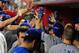 Sept. 30, 2012; Phoenix, AZ, USA; Chicago Cubs base runner David DeJesus (9) celebrates after hitting a home run in the ninth inning against Arizona Diamondbacks at Chase Field. Mandatory Credit: Jennifer Hilderbrand-USA TODAY Sports