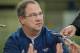 First-year Notre Dame offensive line coach Harry Hiestand meets the media earlier this month.