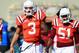 BLACKSBURG, VA - NOVEMBER 24: Quarterback Logan Thomas #3 of the Virginia Tech Hokies and linebacker Bruce Taylor #51 of the Hokies take to the field prior to their game against the Virginia Cavaliers at Lane Stadium on November 24, 2012 in Blacksburg, Virginia. (Photo by Geoff Burke/Getty Images)