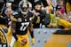 PITTSBURGH, PA - DECEMBER 09: Mike Wallace #17 of the Pittsburgh Steelers reacts with fans after his touchdown in the third quarter against the San Diego Chargers on December 9, 2012 at Heinz Field in Pittsburgh, Pennsylvania. San Diego won the game 34-24. (Photo by Joe Sargent/Getty Images)