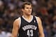 Dec 12, 2012; Toronto, ON, Canada; Brooklyn Nets forward Kris Humphries (43) against the Toronto Raptors at the Air Canada Centre. The Nets beat the Raptors 94-88. Mandatory Credit: Tom Szczerbowski-USA TODAY Sports
