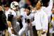 OXFORD, MS - NOVEMBER 10: James Franklin, head coach of the Vanderbilt Commodores and quarterback Jordan Rodgers #11 celebrate a late score against the Ole Miss Rebels during a game at Vaught-Hemingway Stadium on November 10, 2012 in Oxford, Mississippi. (Photo by Stacy Revere/Getty Images)