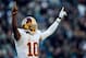 PHILADELPHIA, PA - DECEMBER 23: Robert Griffin III #10 of the Washington Redskins celebrates after a Washington Redskins first down in the fourth quarter against the Philadelphia Eagles at Lincoln Financial Field on December 23, 2012 in Philadelphia, Pennsylvania. (Photo by Patrick McDermott/Getty Images)