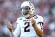 TUSCALOOSA, AL - NOVEMBER 10: Quarterback Johnny Manziel #2 of the Texas A&M Aggies celebrates after a touchdown during the game against the Alabama Crimson Tide at Bryant-Denny Stadium on November 10, 2012 in Tuscaloosa, Alabama. (Photo by Mike Zarrilli/Getty Images)