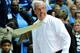 CHAPEL HILL, NC - DECEMBER 01: An angry coach Roy Williams of the North Carolina Tar Heels watches his team play against the UAB Blazers at the Dean Smith Center on December 1, 2012 in Chapel Hill, North Carolina. North Carolina won 102-84. (Photo by Grant Halverson/Getty Images)