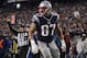 Nov 18, 2012; Foxborough, MA, USA; New England Patriots tight end Rob Gronkowski (87) reacts after his touchdown against the Indianapolis Colts during the first quarter at Gillette Stadium. The Patriots defeated the Indianapolis Colts 59-24. Mandatory Credit: David Butler II-USA TODAY Sports