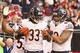 GLENDALE, AZ - DECEMBER 23: Cornerback Charles Tillman #33 of the Chicago Bears celebrates with defensive tackle Stephen Paea #92 after scoring a 10 yard interception touchdown against the Arizona Cardinals during the thrid quarter of the NFL game at the University of Phoenix Stadium on December 23, 2012 in Glendale, Arizona. The Bears defeated the Cardinals 28-13. (Photo by Christian Petersen/Getty Images)