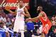 Nov 28, 2012; Oklahoma City, OK, USA; Oklahoma City Thunder small forward Kevin Durant (35) looks to pass on Houston Rockets shooting guard James Harden (13) during the game at Chesapeake Energy Arena. Oklahoma City won 120-98. Mandatory Credit: Kevin Jairaj-USA TODAY Sports